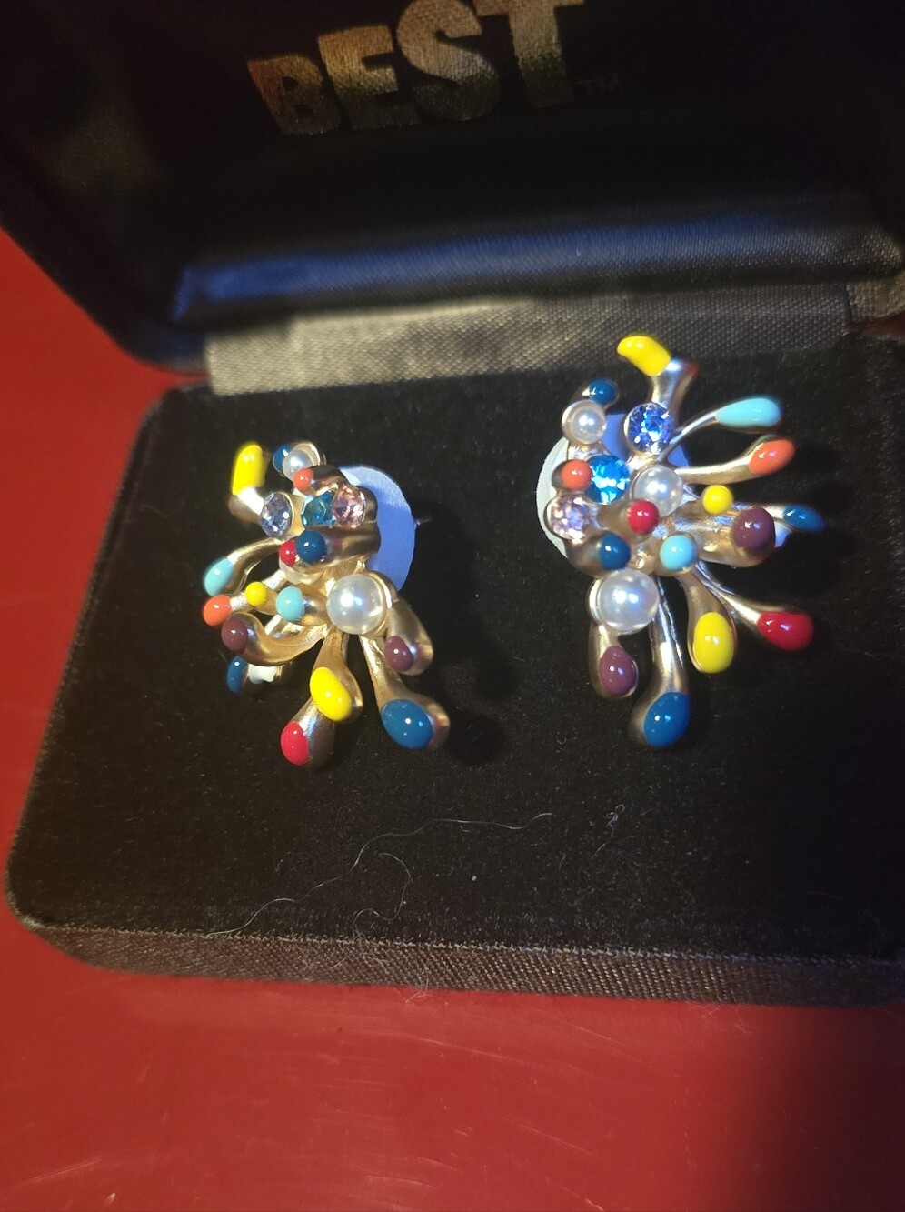 Vibrant Bold Multicolor Spray Style Cluster Comfort Clip Earrings